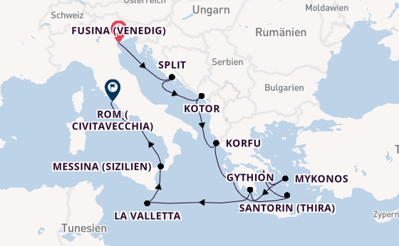 Mittelmeer ab Fusina (Venedig) auf der Seven Seas Grandeur