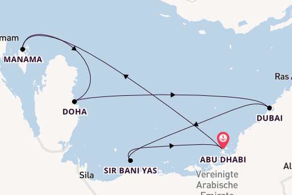 Persischer Golf ab Abu Dhabi, Vereinigte Arabische Emirate auf der MSC World Europa