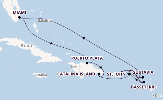 Karibik ab San Juan, Puerto Rico auf der EXPLORA I