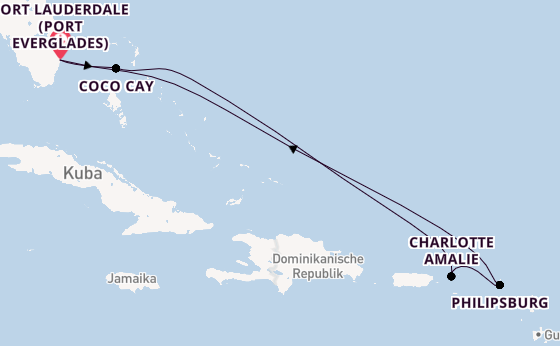 Karibik ab Fort Lauderdale (Port Everglades), USA auf der Oasis of the Seas