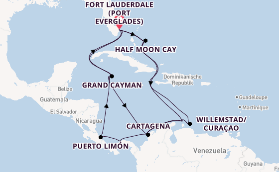Karibik ab Fort Lauderdale (Port Everglades), USA auf der Oosterdam