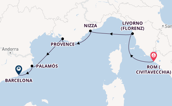 Westliches Mittelmeer ab Civitavecchia (Rom), Italien auf der Azamara Journey