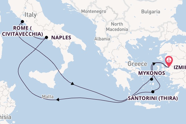 Mediterranean from Izmir  with the MSC Divina