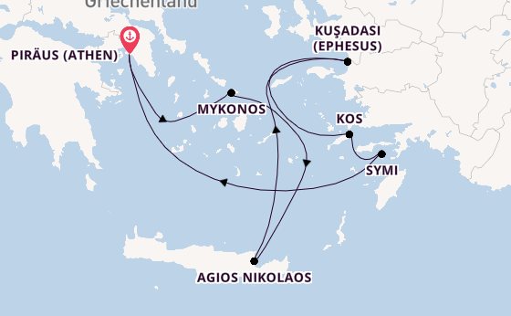 Östliches Mittelmeer ab Piräus (Athen), Griechenland auf der Seabourn Quest