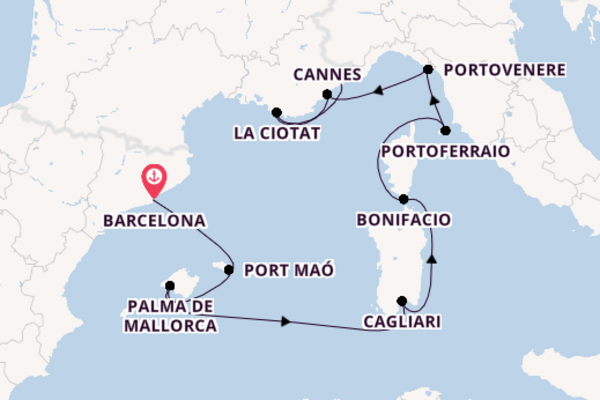 Westelijke Middellandse Zee vanaf Barcelona, Spanje met de Seabourn Ovation