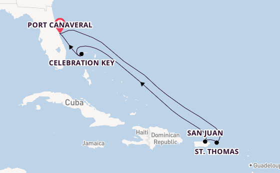 Caribbean from Port Canaveral, Florida, USA with the Carnival Vista