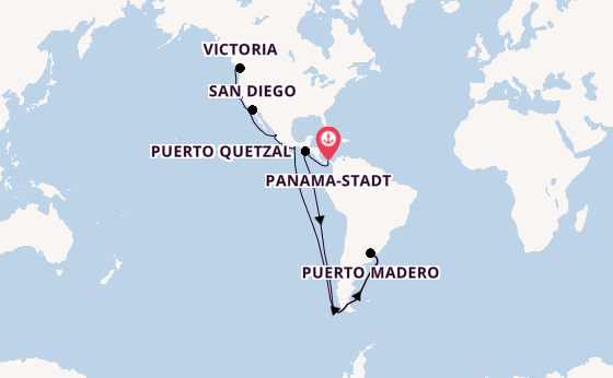 USA Westküste ab Panama-Stadt, Panama auf der Explora III