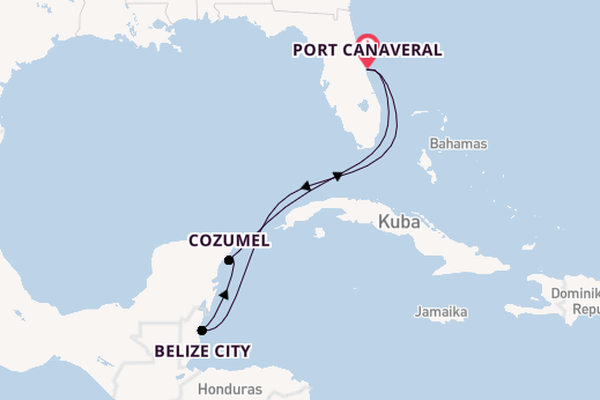 Westliche Karibik ab Port Canaveral, USA auf der Carnival Venezia