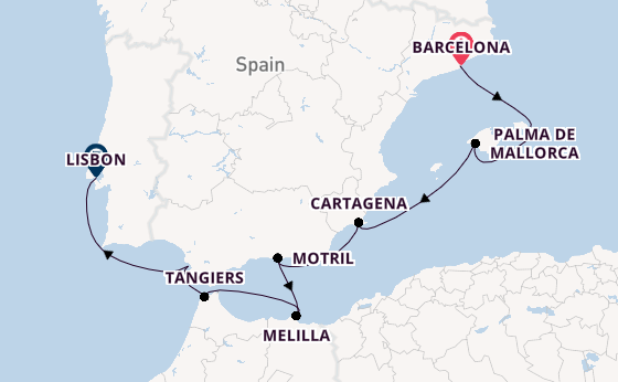 Mediterranean Sea from Barcelona, Spain with the Seabourn Ovation 