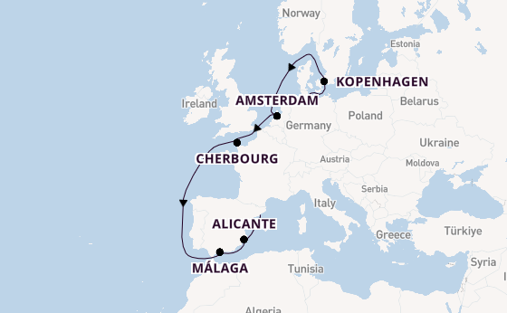 Westelijke Middellandse Zee vanaf Kiel, Duitsland met de MSC Euribia