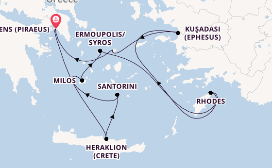 Eastern Mediterranean from Athens (Piraeus), Greece with the Silver Nova