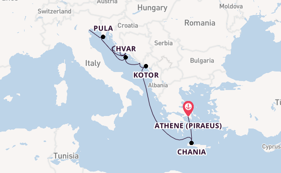 Oostelijke Middellandse Zee vanaf Athene (Piraeus), Griekenland met de Azamara Onward