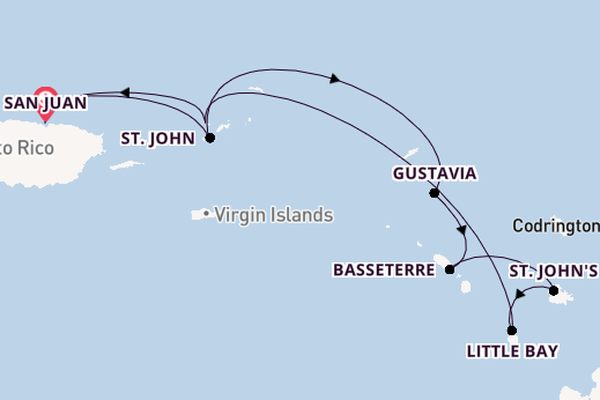 Caribbean vanaf San Juan, Puerto Rico met de Silver Shadow