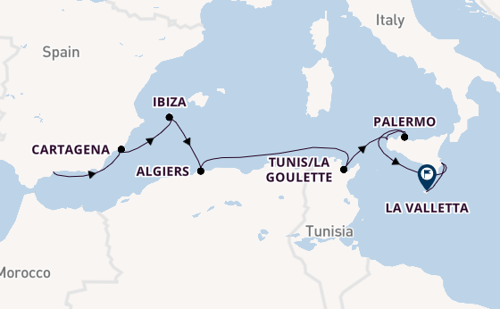Westelijke Middellandse Zee vanaf Málaga, Spanje met de Le Dumont-d'Urville