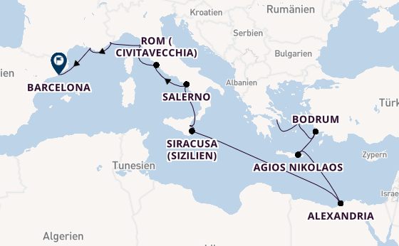 Mittelmeer ab Piräus (Athen), Griechenland auf der Azamara Journey