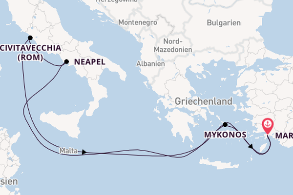 Mittelmeer ab Marmaris, Türkei auf der MSC Divina