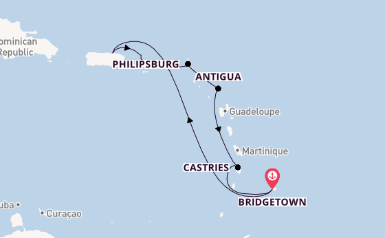 Caribbean vanaf Bridgetown, Barbados met de Crown Princess
