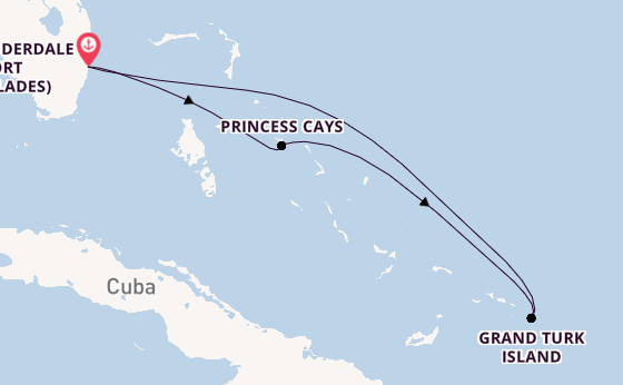 Caribbean from Fort Lauderdale (Port Everglades), Florida, USA with the Enchanted Princess