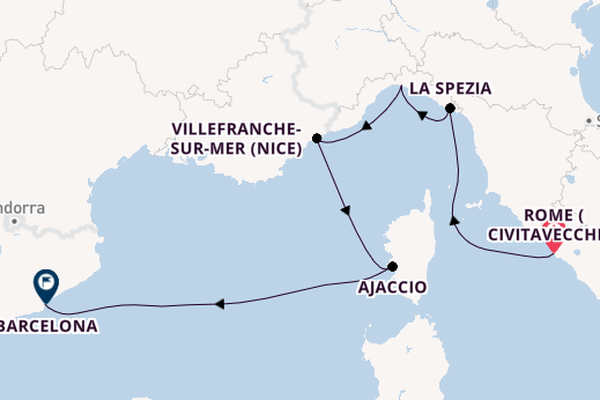 Western Mediterranean from Rome (Civitavecchia), Italy with the Queen Elizabeth