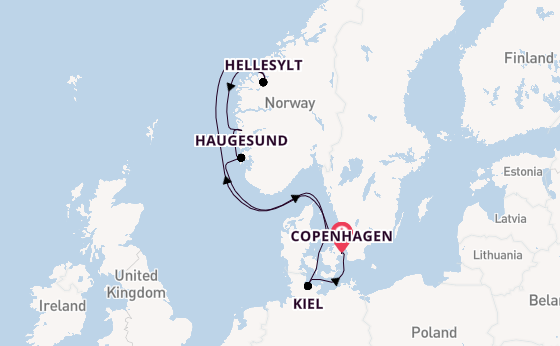 Norway from Copenhagen, Denmark with the Costa Diadema