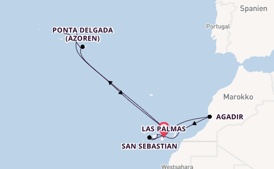 Kanarische Inseln ab Las Palmas, Gran Canaria auf der Mein Schiff 7