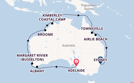 Australië vanaf Adelaide, Australië met de Grand Princess