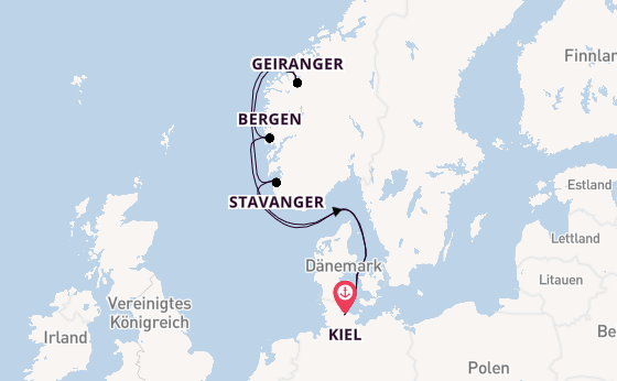 Norwegen ab Kiel, Deutschland auf AIDAnova