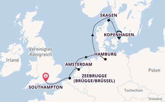 England ab Southampton, Großbritannien auf der Regal Princess