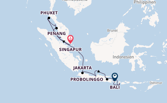 Südostasien ab Singapur, Singapur auf der Marina