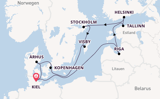Ostsee ab Kiel, Deutschland auf der Mein Schiff 1