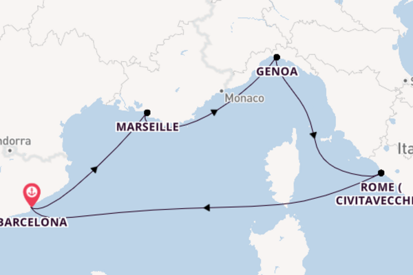 Western Mediterranean From Barcelona with the MSC Poesia