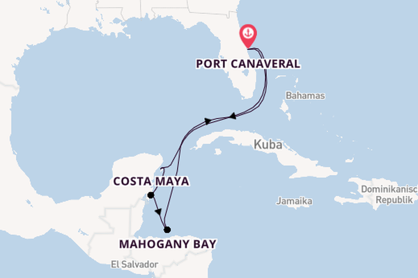 Westliche Karibik ab Port Canaveral, USA auf der Mardi Gras