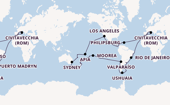 Weltreise ab Genua, Italien auf der MSC Magnifica