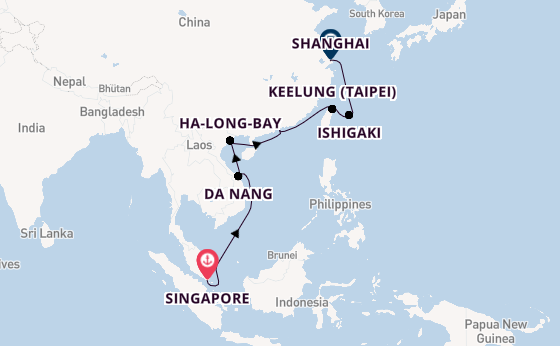 Zuidoost-Azië vanaf Singapore, Singapore met AIDAstella