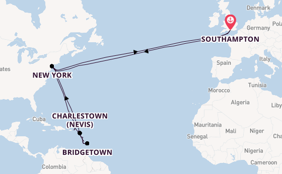 Transatlantic from Southampton, England with the Queen Mary 2