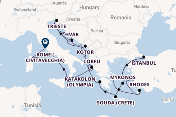 Sailing from Athens (Piraeus) via Dardanelles Passage