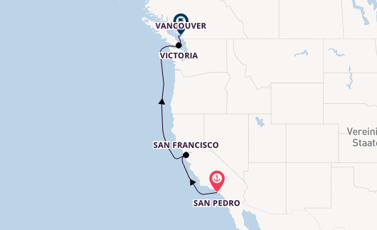USA Westküste ab San Pedro, Los Angeles, USA auf der Emerald Princess