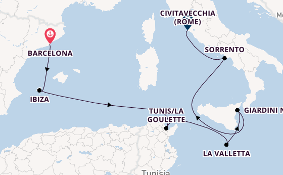 Westelijke Middellandse Zee vanaf Barcelona, Spanje met de EXPLORA I