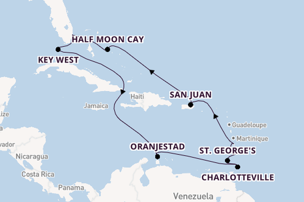 Caribbean vanaf Fort Lauderdale, Verenigde Staten met de Volendam