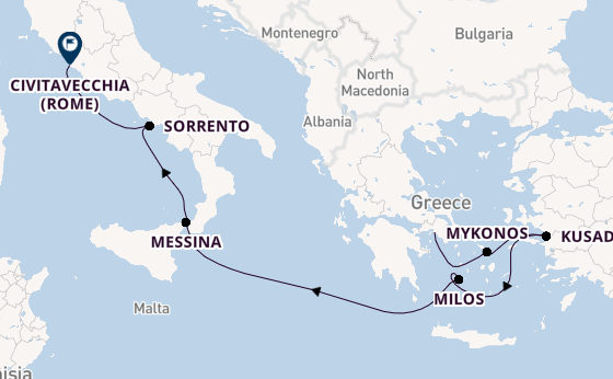 Middellandse Zee vanaf Athene (Piraeus), Griekenland met de Seven Seas Prestige