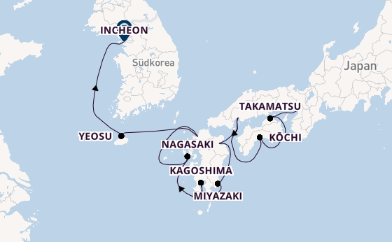 Japan ab Osaka, Japan auf der Azamara Pursuit