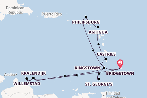 Southern Caribbean from Bridgetown, Barbados with the Britannia 