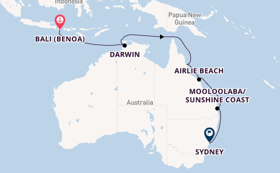 Australia from Bali (Benoa), Indonesia with the Azamara Pursuit