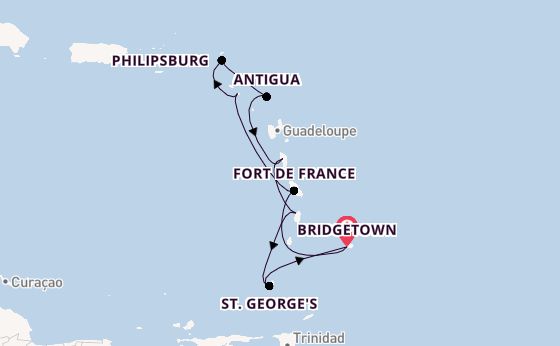 Southern Caribbean from Bridgetown, Barbados with the Arvia