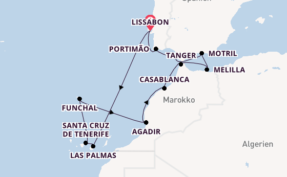 Nordafrika ab Lissabon, Portugal auf der Norwegian Star