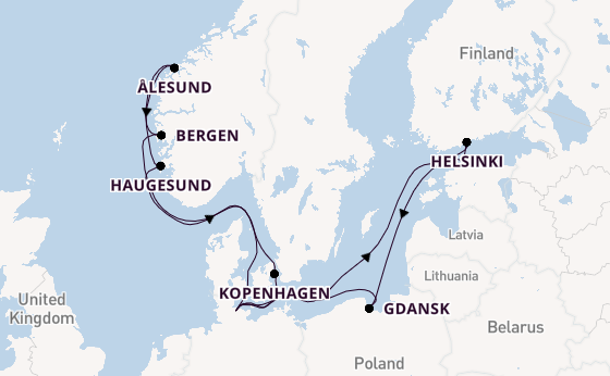 Noorwegen vanaf Kiel, Duitsland met de Mein Schiff Flow
