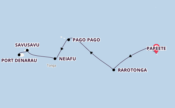 Fiji from Papeete, Tahiti, French Polynesia with the Seven Seas Splendor
