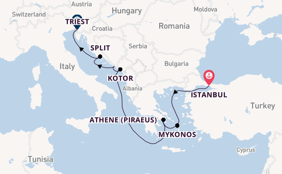 Middellandse Zee vanaf Istanbul, Turkije met de Seven Seas Voyager