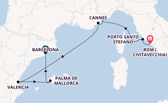 Westliches Mittelmeer ab Civitavecchia (Rom), Italien auf der EXPLORA I