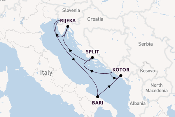 Middellandse Zee vanaf Triëst, Italië met de Costa Deliziosa